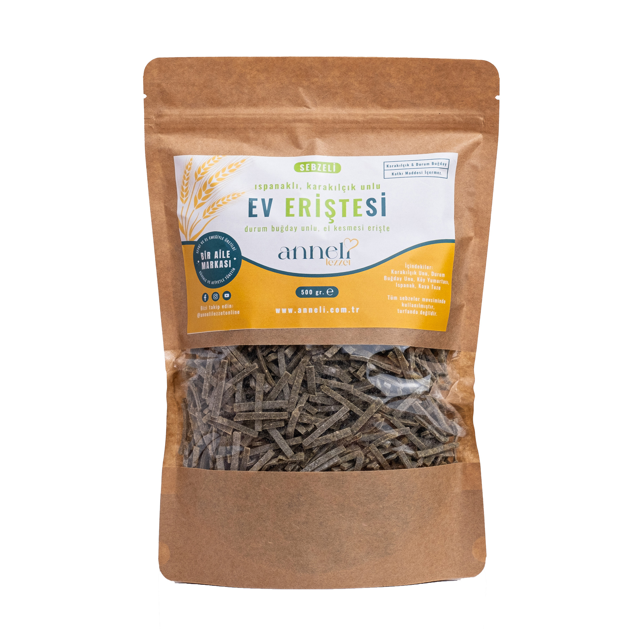 Ispanaklı Karakılçık Ev Eriştesi 500gr